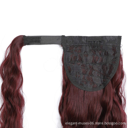 Long Straight Ponytail Hair Extension Tie Up Hair Piece Heat Resisting Fiber Synthetic Pony Tail Dark Brown Hairpiece